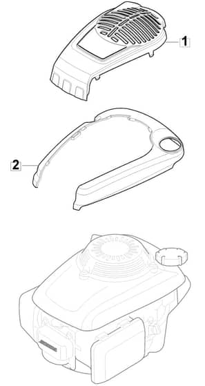 HP45 H - 2016-2017 - 299014633/BQ - Mountfield Rotary Mower Engine Cover Diagram