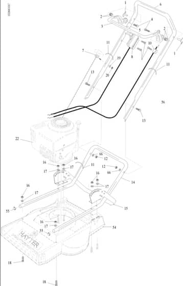 Hayter Hayterette Professional - 284R (284R001001 - 284R099999) - Upper Mainframe Diagram