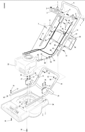 Hayter Hayterette Professional - 284N (284N001001 - 284N099999) - Upper Mainframe Diagram