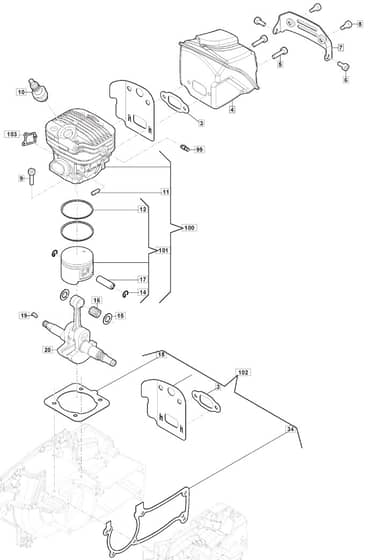 MC 5218 - 2017-2019 - 240521803/M17 - Mountfield Chainsaw Cylinder Diagram