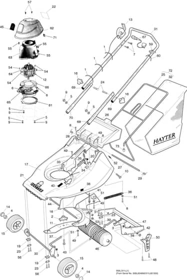Hayter Harrier 41 Electric - 309L (309L004886 - 309L099999) Mainframe Assembly