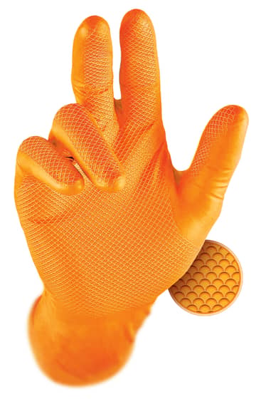 Extra-Heavyweight 6Mil Nitrile with Fishscale Grip Pattern Gloves Large - Box of 50