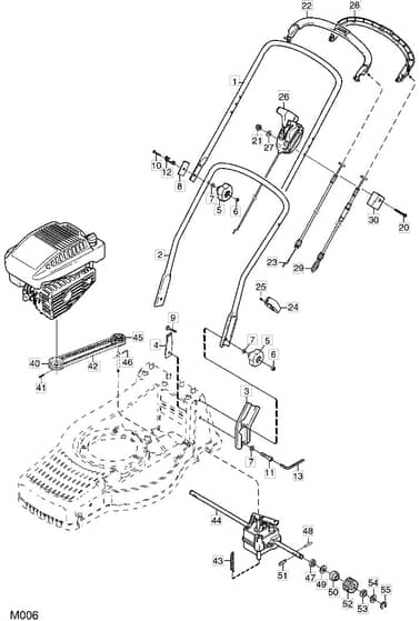 M6 SP COMBI - 2002 - 12-9604-77 - Mountfield Rotary Mower Handle Diagram