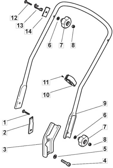 MB482 B - 2005-2007 - 12-5586-92 - Mountfield Rotary Mower Lower Handle Diagram