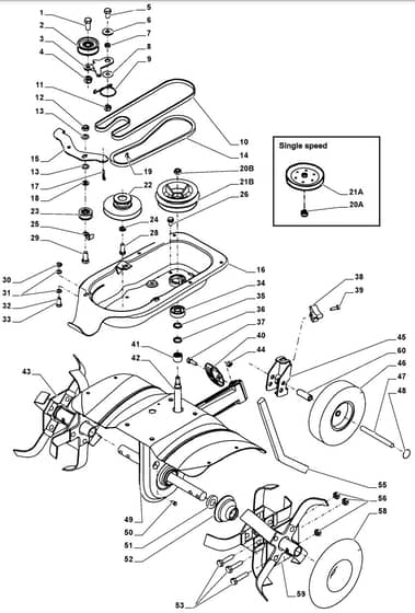 MANOR 50 G - 2008-2010 - 216000043/MO8 - Mountfield Tiller Transmission Diagram