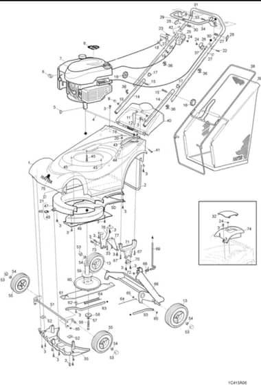 Hayter Ranger 41 Push - 415A (415A001001 - 415A099999) - Mainframe Assembly