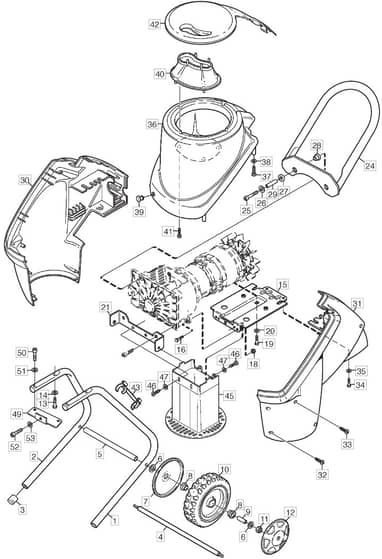 QUIET SHREDDER - 2004 - 17-2651-80 - Mountfield Shredder Main Assembly Diagram