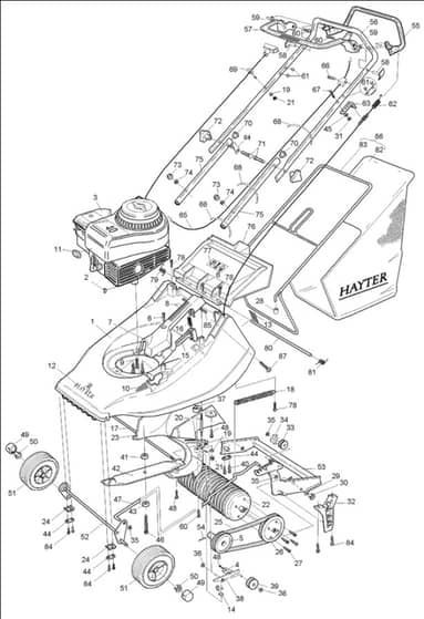 Hayter Hawk Push - 308C (308C001001 - 308C099999) - Main Assembly