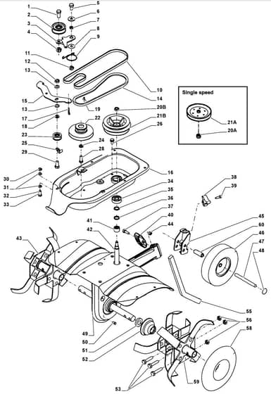 MANOR 50 H - 2008-20010 - 216000033/MO8 - Mountfield Tiller Transmission Diagram