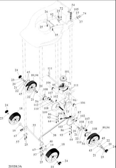 Hayter Hunter 46 AD - 321L (321L001001 - 321L099999) - Lower Mainframe Diagram