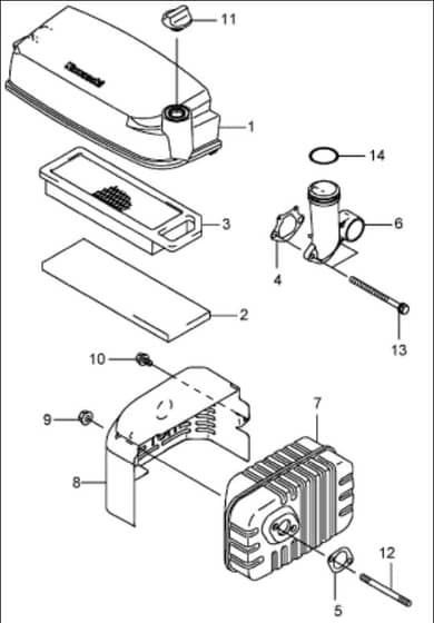 Hayter 21 Inch Heavy Duty - 455E (455E290000001 - 455E290999999) - Air Filter - Muffler Assembly