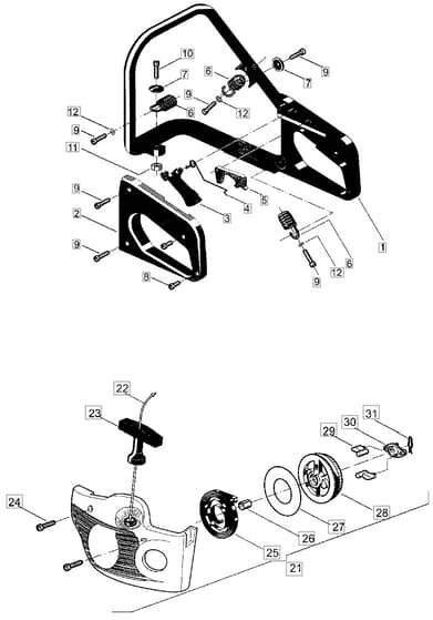 MC 382 - 2005 - 222516003 - Mountfield Chainsaw Recoil Starter Diagram
