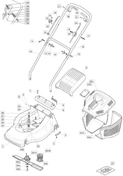 PWR HP 410 PRMA - 2005 - 297430047 - Mountfield Rotary Mower Main Assembly Diagram