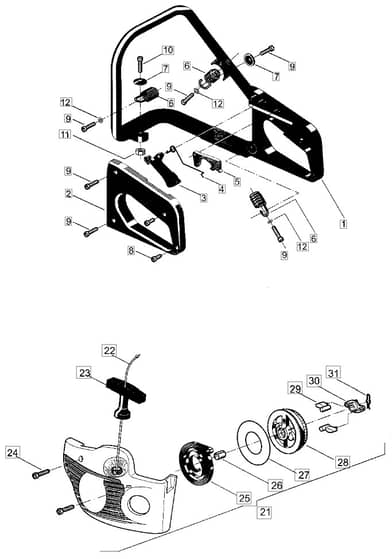 MC 382 - 2006-2007 - 222516003/MOU - Mountfield Chainsaw Recoil Starter Diagram