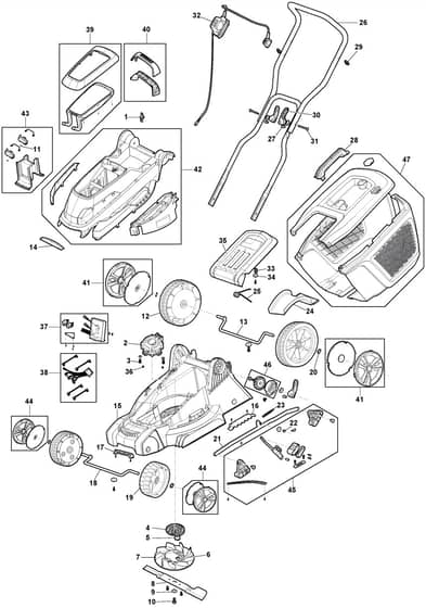 MC 380 Li - 2020-2021 - 293385064/MC - Mountfield Rotary Mower Main Assembly Diagram