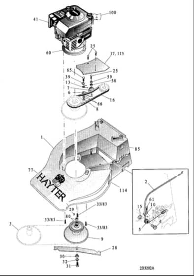 Hayter Hunter 46 Push - 320 (320L001001 - 320L099999) - Mainframe Diagram