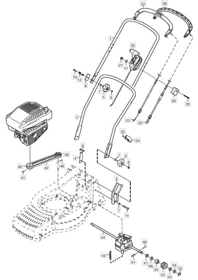 M6 SP TRI-CUT - 2003 - 12-9604-78 - Mountfield Rotary Mower Handle Diagram