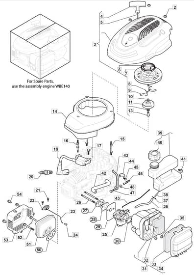 HP414 - 2020 - 297411043/M20 - Mountfield Rotary Mower Engine Diagram
