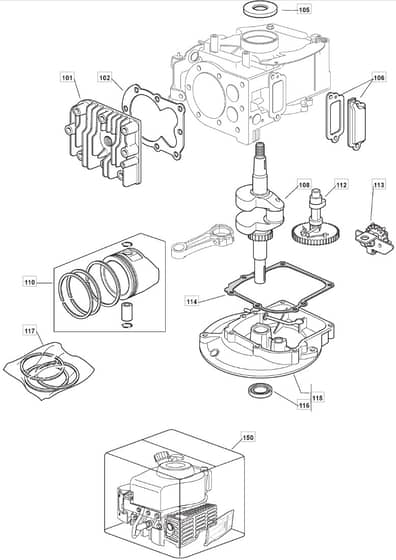HP414 - 2011-2012 - 297411143/BQ - Mountfield Rotary Mower Cylinder Diagram