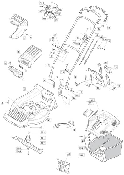 M61 PD - 2006 - 292552043/MOU - Mountfield Rotary Mower Main Assembly Diagram
