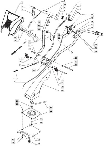 MANOR 50 G - 2008-2010 - 216000043/MO8 - Mountfield Tiller Handle Diagram