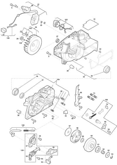 MC 5218 - 2017-2019 - 240521803/M17 - Mountfield Chainsaw Crankcase Diagram