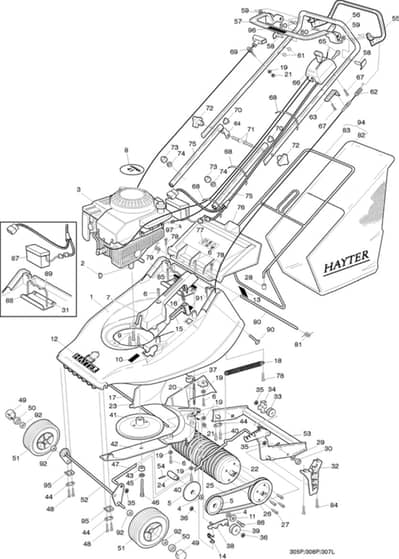 Hayter Harrier 41 Push - 305P (305P001001 - 305P099999) Mainframe Assembly