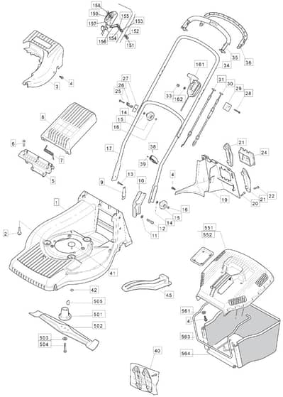 M60 PD - 2006-2007 - 292552023/MOU - Mountfield Rotary Mower Main Assembly Diagram