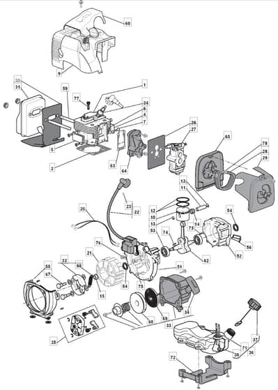 MB 3502 - 2009 - 283821003/MO8 - Mountfield Brushcutter Engine Diagram