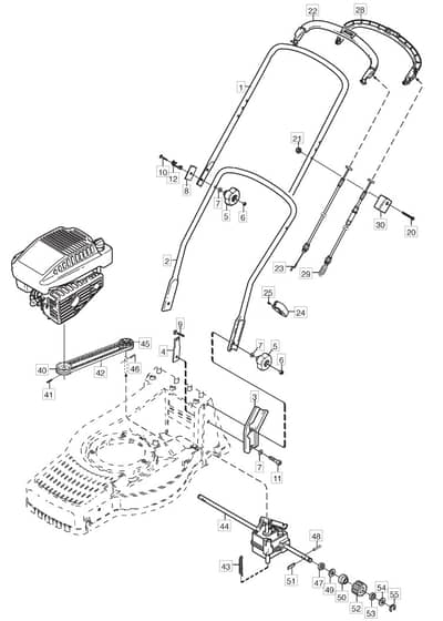 M4 SP TRI-CUT - 2004 - 12-5686-81 - Mountfield Rotary Mower Handle Diagram