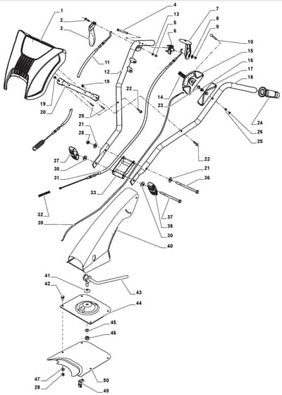 MANOR 50 H - 2008-20010 - 216000033/MO8 - Mountfield Tiller Handle Diagram