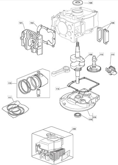 S461R HP - 2009 - 294486043/UM9 - Mountfield Rotary Mower SV150 M150 Cylinder Diagram