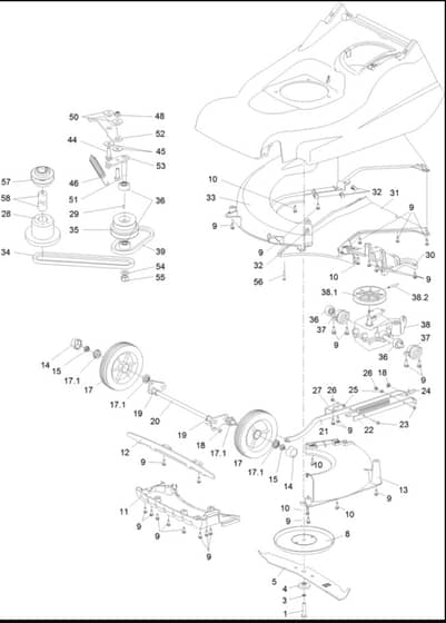 Hayter Harrier 48 Pro - 496H (496H316000101 - 496H316999999) - Lower Mainframe