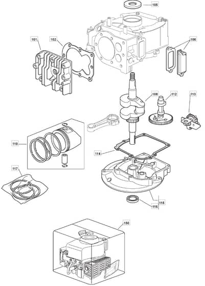 HP184 - 2010-2013 - 299174643/SF - Mountfield Rotary Mower Cylinder Diagram