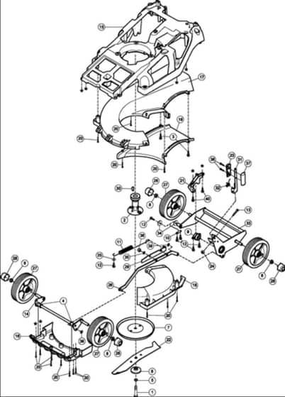 Hayter Spirit 41 Petrol Push 4 Wheel - 616E (311090001 - 312999999) - Lower Mainframe