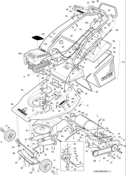 Hayter Harrier 48 AD - 220R (220R001001 - 220R099999) - Mainframe Assembly