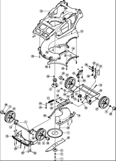 Hayter Spirit 41 Petrol Push 4 Wheel - 616E (270000001 - 311089999) - Lower Mainframe