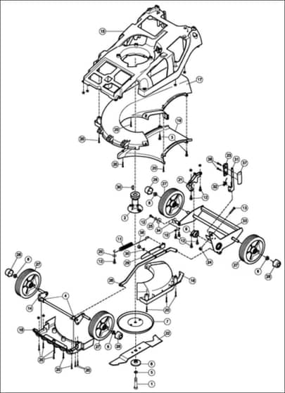 Hayter Spirit 41 Petrol Push 4 Wheel - 616D (616D260000001 - 616D260999999) - Lower Mainframe