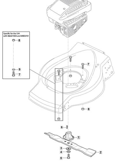 HP185 - 2017-2018 - 299164623/WX - Mountfield Rotary Mower Blade Diagram