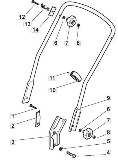 M5010 PD - 2008 - 292502043/M08 - Mountfield Rotary Mower Lower Handle Diagram