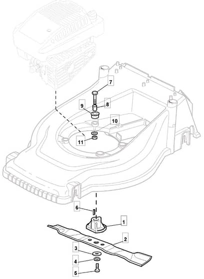 PWR HP 410 PRMA - 2006 - 297430047/BQ - Mountfield Rotary Mower Blade Diagram