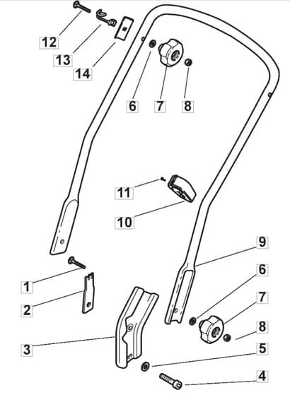 M5030 PD - 2008 - 292502033/M08 - Mountfield Rotary Mower Lower Handle Diagram