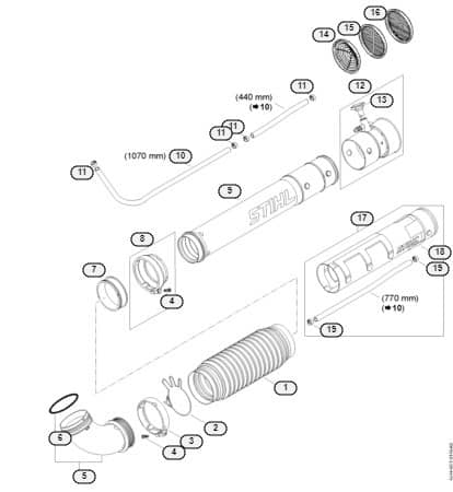 Genuine Stihl SR440 / K - Pleated hose, Blower tube