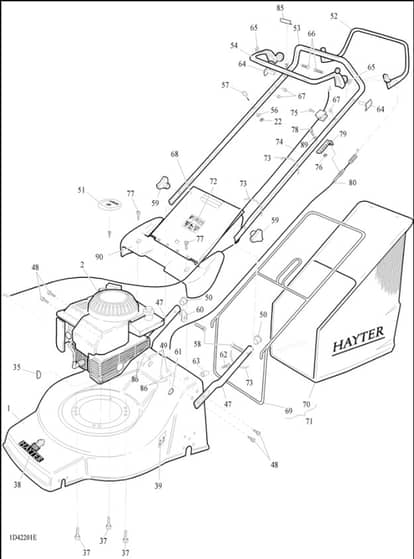 Hayter Jubilee AD - 424V (424V001001 - 424V099999) - Upper Mainframe Diagram