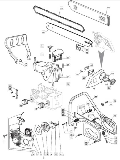 MC 3714 Q - 2010 - 223514153/M10 - Mountfield Chainsaw Housing Diagram