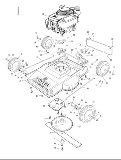 Hayter Hayterette Professional - 284R (284R001001 - 284R099999) - Lower Mainframe Diagram