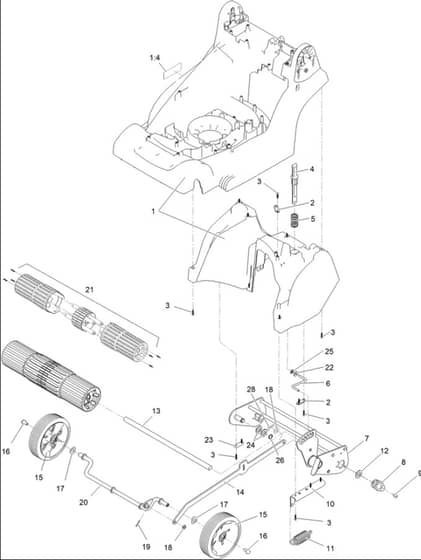 Hayter Kit Hawk 43cm Roller 60V Push - 544A (321000001 - 321999999) - Transmission - Height Of Cut