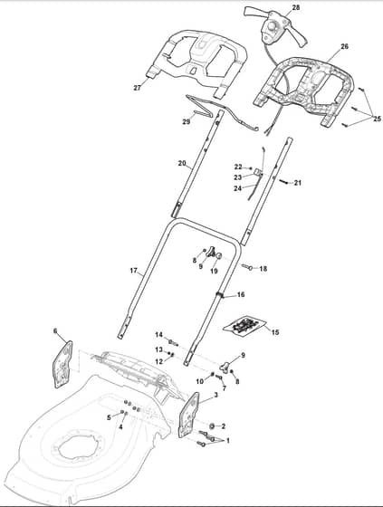 S46R PD Li - 2017-2020 - 299489003/M17 - Mountfield Rotary Mower Handle Diagram