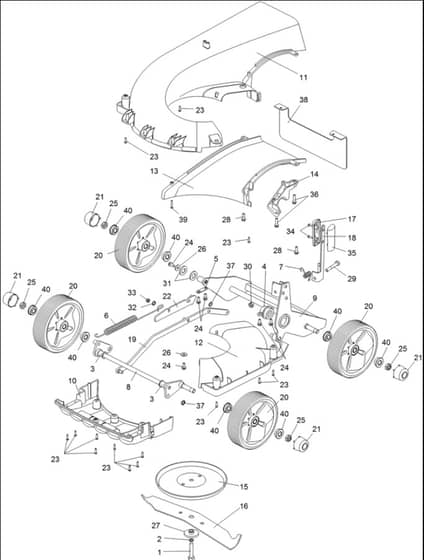 Hayter Spirit 41 Petrol Push 4 Wheel - 616J (316000101 - 316999999) - Lower Assembly