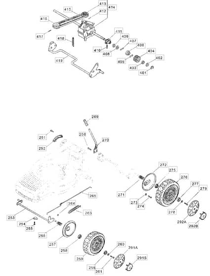 M6 PD ES - 2005 - 12-9698-80 - Mountfield Rotary Mower Wheels Diagram